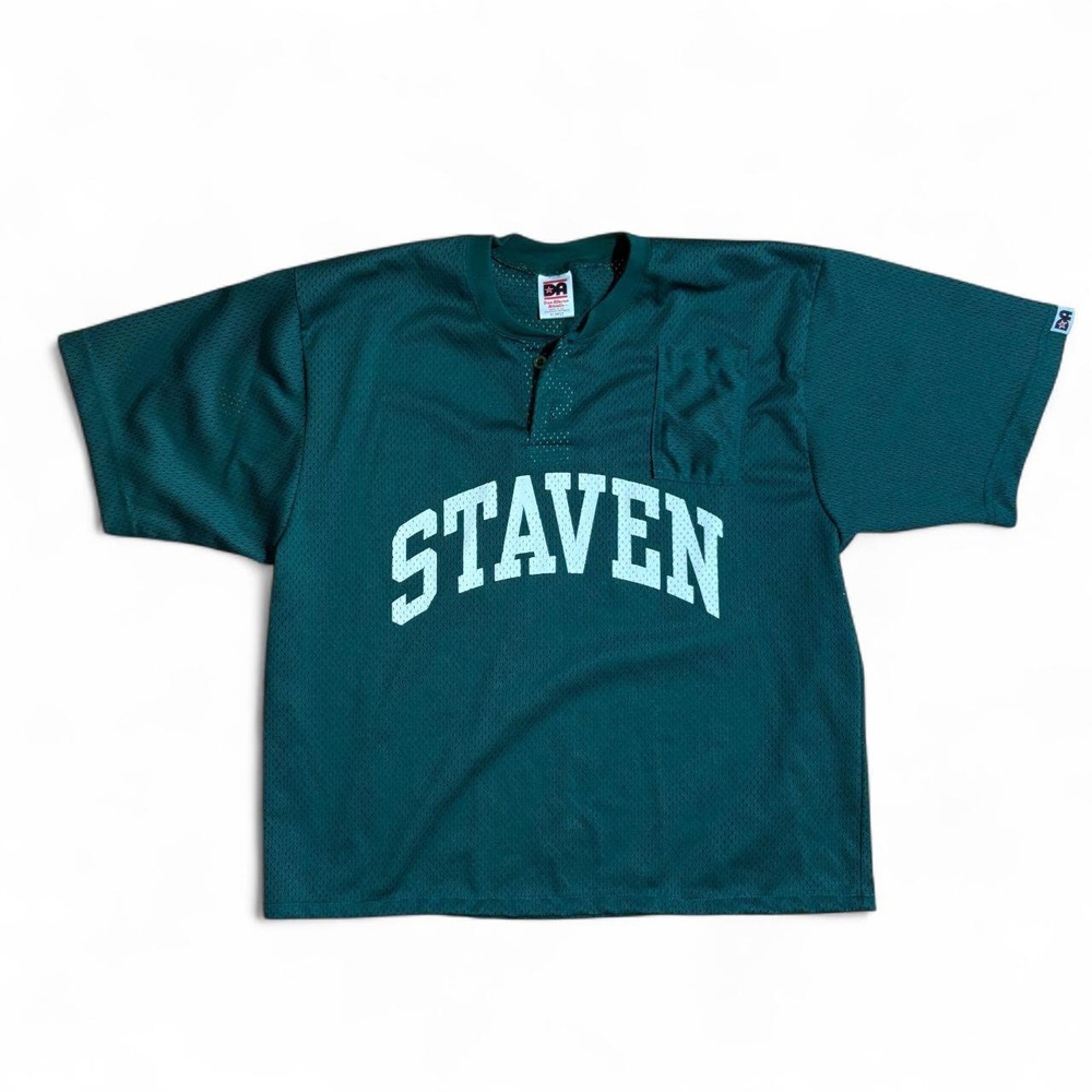 Vintage Starter Staven 30 Mesh Football Jersey Green Y2K Mens Athletic Shirt